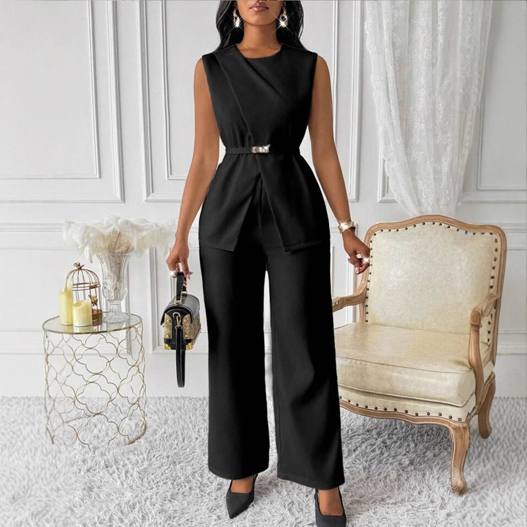 Sleeveless Top and Pants Casual Set