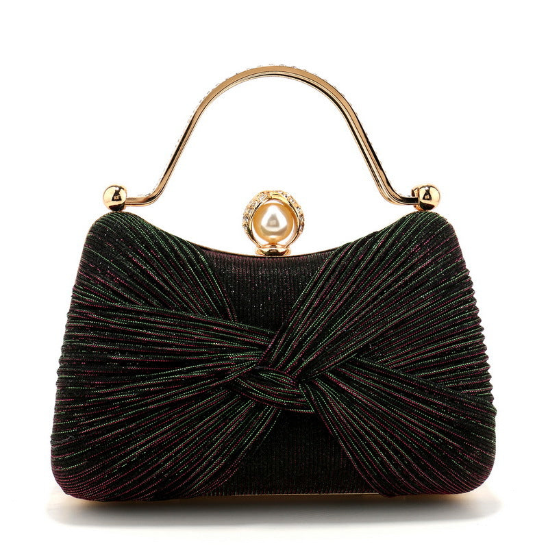 Women's Pleated Evening Bag Versatile Chain Clutch Crossbody Handbag