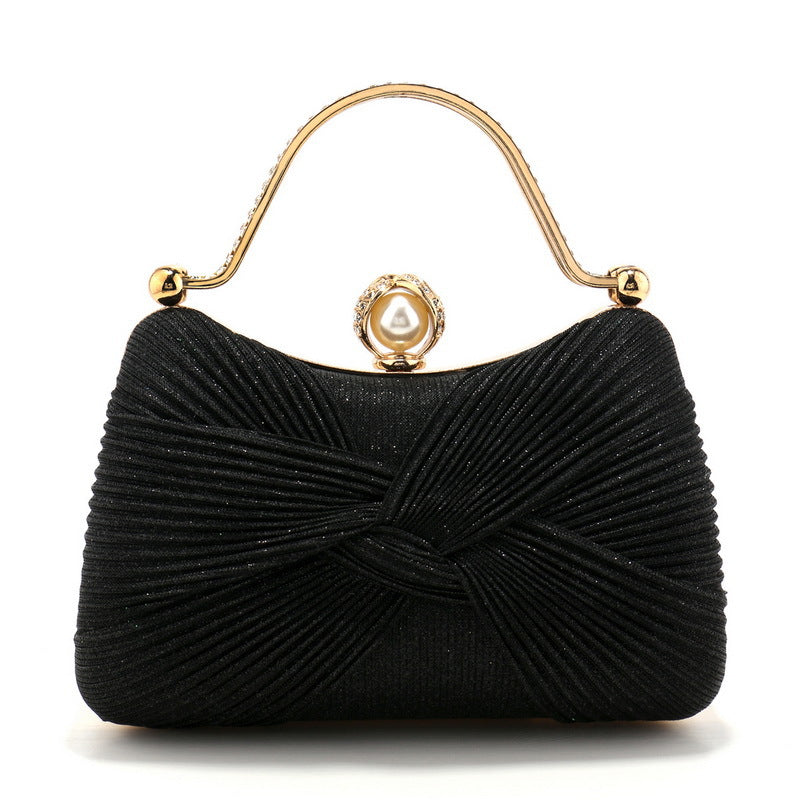 Women's Pleated Evening Bag Versatile Chain Clutch Crossbody Handbag
