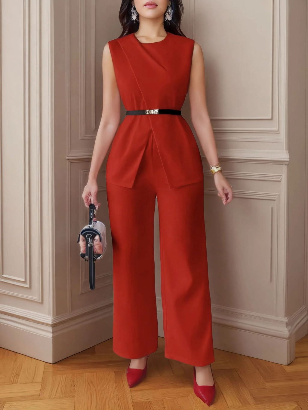 Sleeveless Top and Pants Casual Set