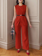 Sleeveless Top and Pants Casual Set